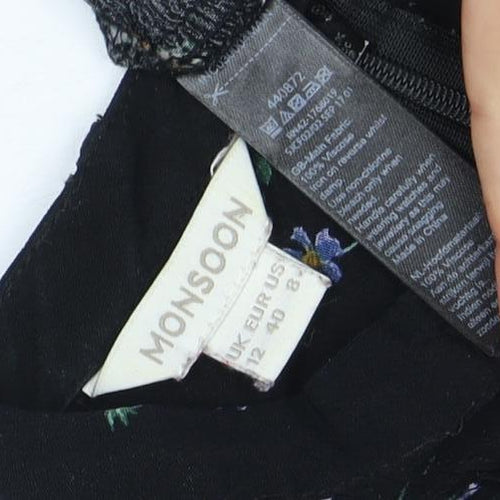 Monsoon Women's Black Floral Dress Size 12