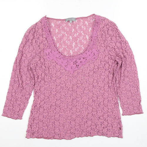 Per Una Women's Purple Lace Top Size 14 3/4 Sleeve