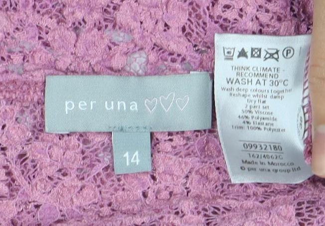 Per Una Women's Purple Lace Top Size 14 3/4 Sleeve