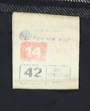 Women's Black Pleated Wool Plaid Long Skirt, Size 14