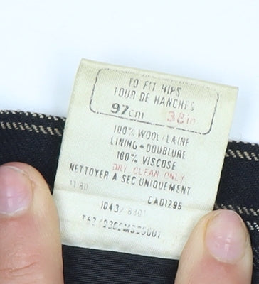 Women's Black Pleated Wool Plaid Long Skirt, Size 14