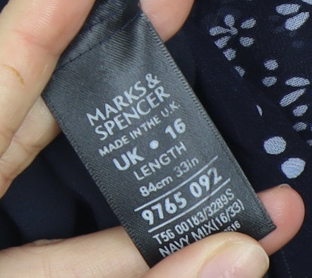 Marks and Spencer Womens Blue Floral Midi Skirt Size 16