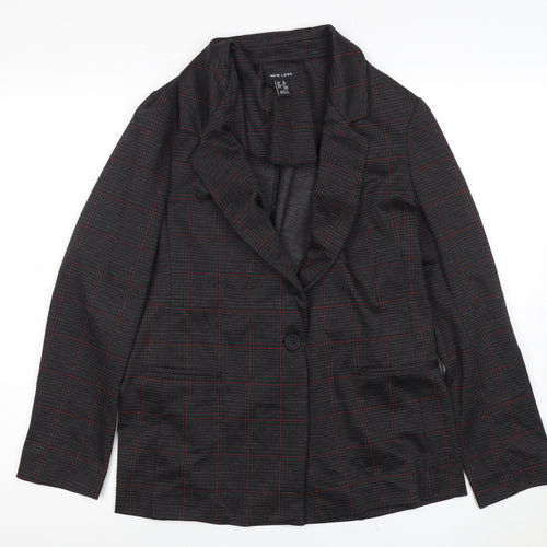 New Look Women's Black Plaid Blazer Size 12