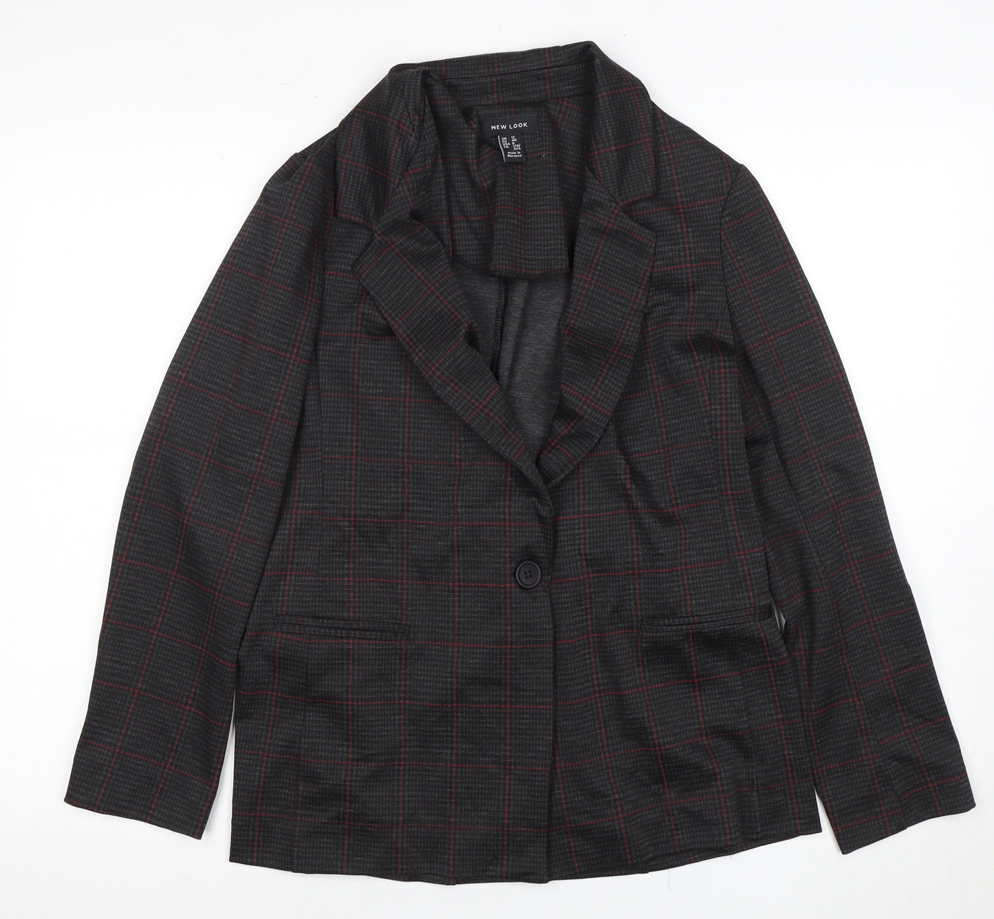 New Look Women's Black Plaid Blazer Size 12
