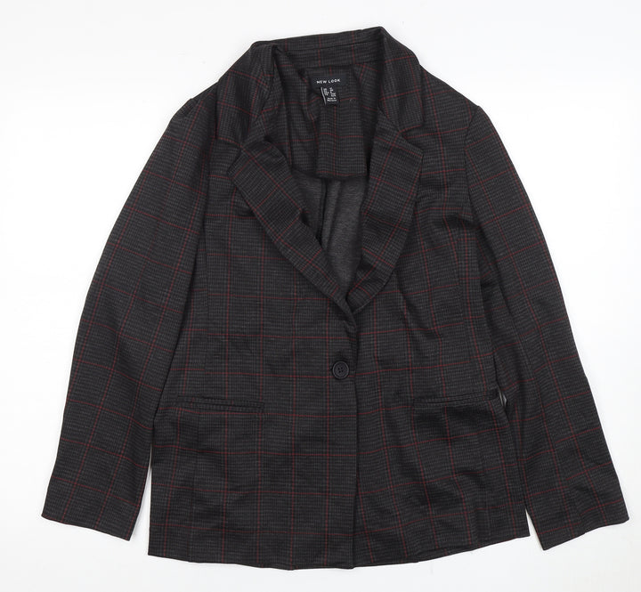 New Look Women's Black Plaid Blazer Size 12