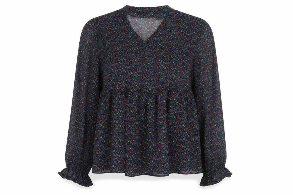Front view of Zara Women's Floral Blouse, size 8, Multicoloured
