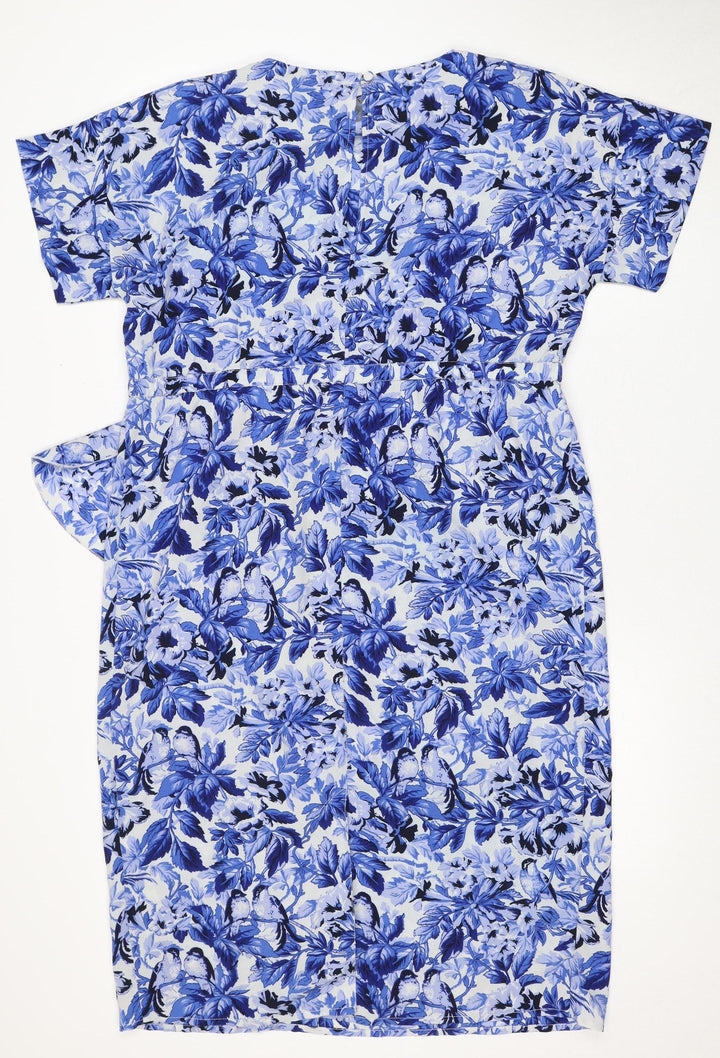ASOS Women's Blue Floral Strapless Dress Size 14