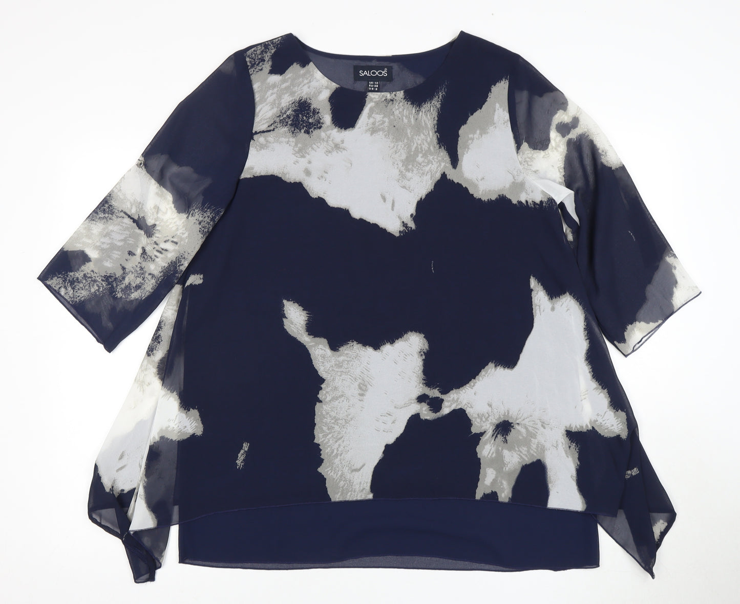 Saloos Women’s Blue Blouse Size 12 Round Neck