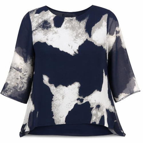 Saloos Women’s Blue Blouse Size 12 Round Neck