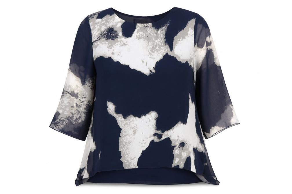 Saloos Women’s Blue Blouse Size 12 Round Neck