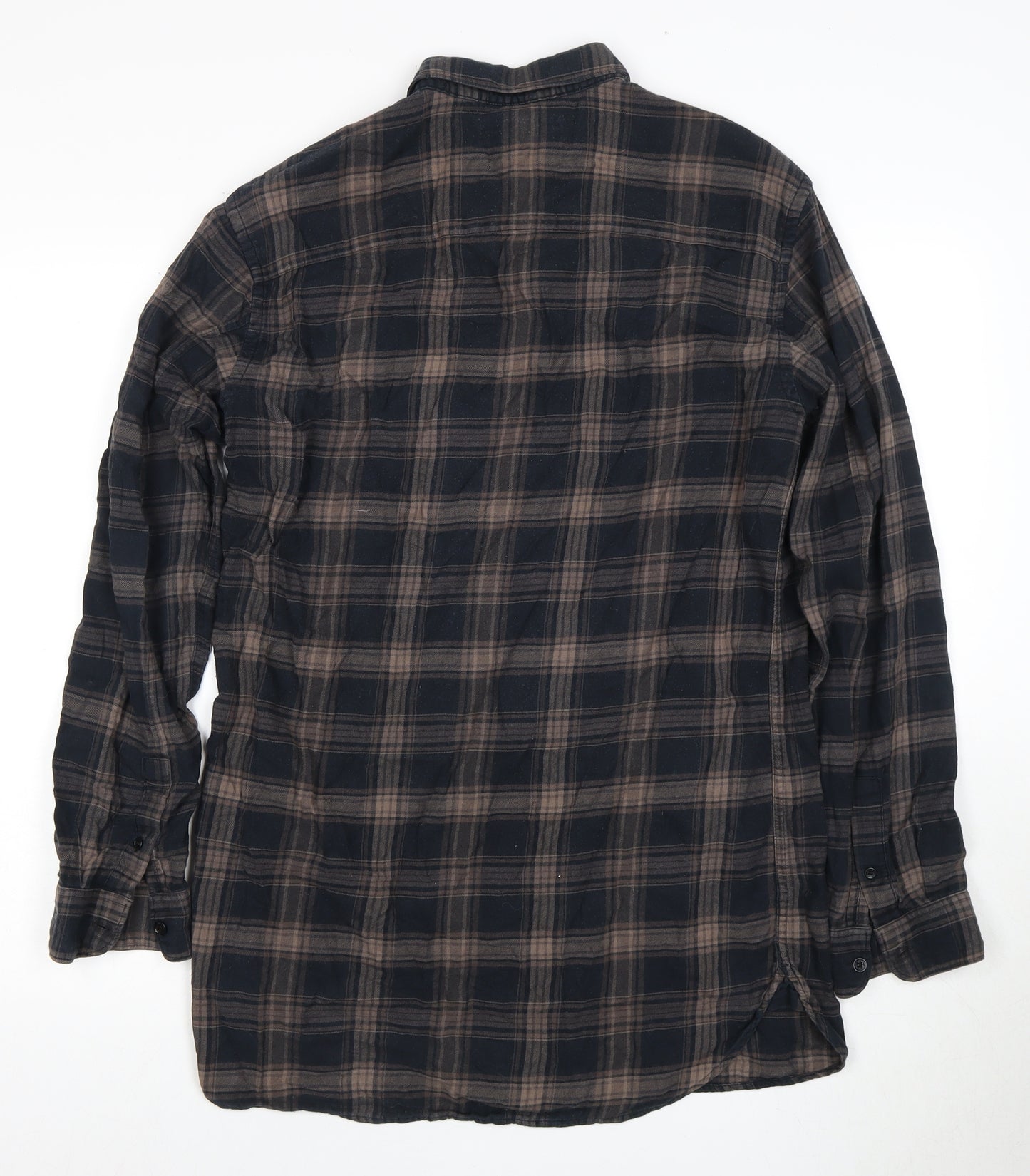 AllSaints Men's Black Plaid Long Sleeve Shirt M