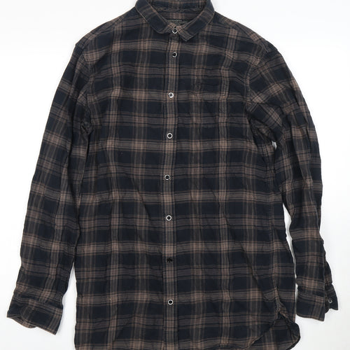 AllSaints Men's Black Plaid Long Sleeve Shirt M