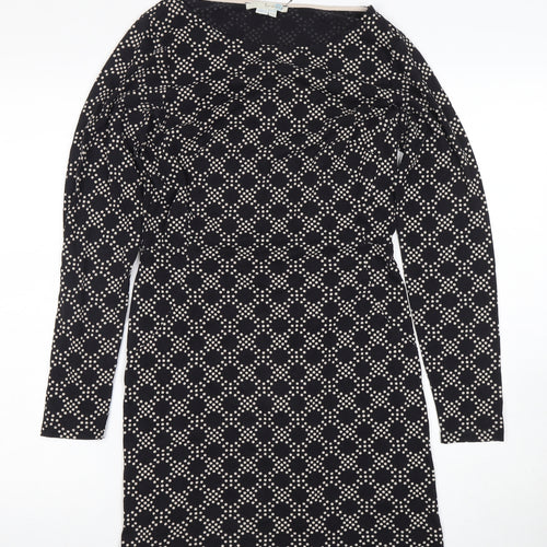 Belam Women Black Geometric Shift Dress Size 6