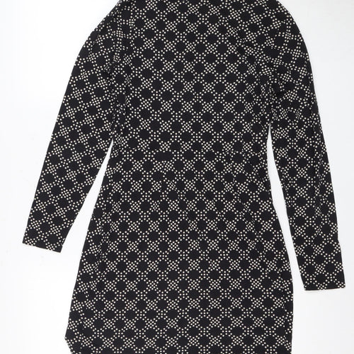 Belam Women Black Geometric Shift Dress Size 6