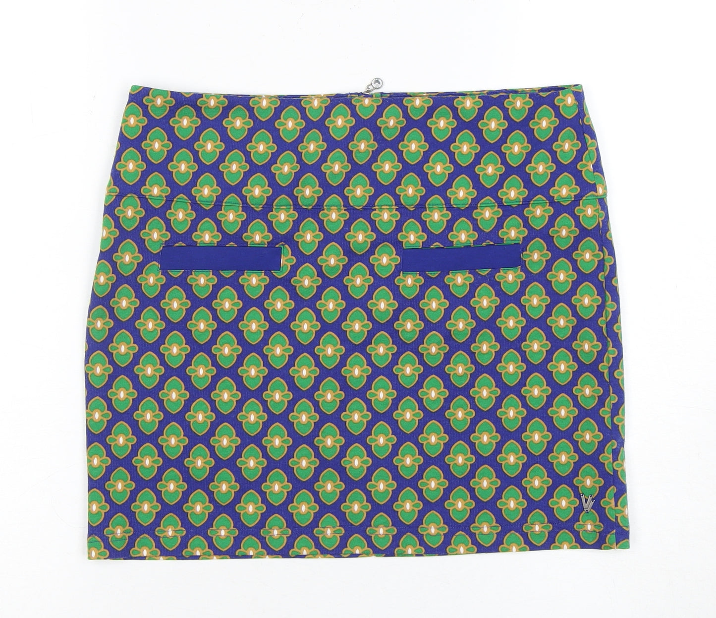 White Stuff Women's Blue Geometric Pencil Skirt S