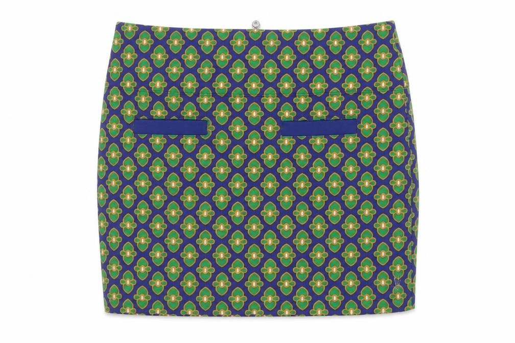Front view of White Stuff Women's Blue Geometric Pencil Skirt S