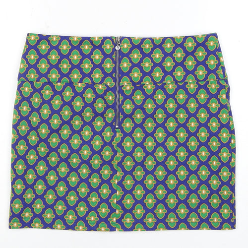 White Stuff Women's Blue Geometric Pencil Skirt S