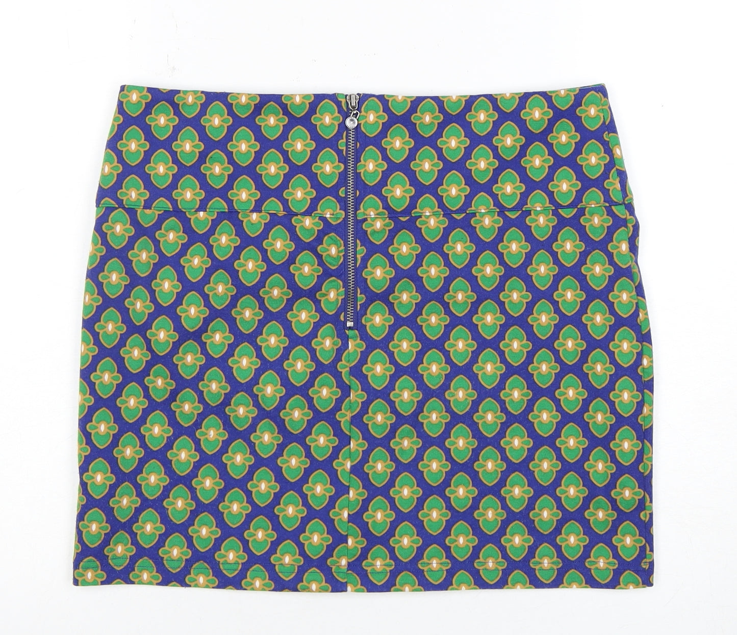 White Stuff Women's Blue Geometric Pencil Skirt S