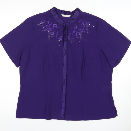 Marks and Spencer Purple Geometric Blouse - Size 18