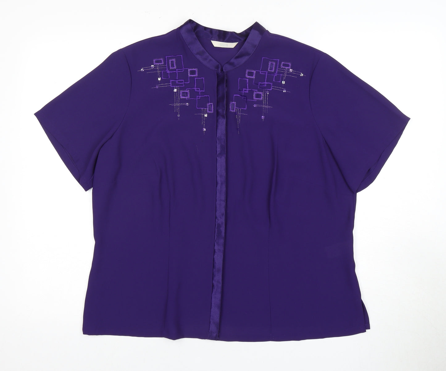 Marks and Spencer Purple Geometric Blouse - Size 18