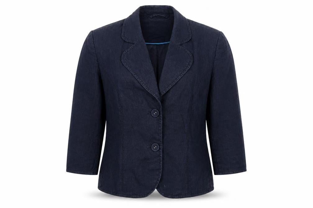 Front view of Next Women's Blue Linen Blazer, size 8