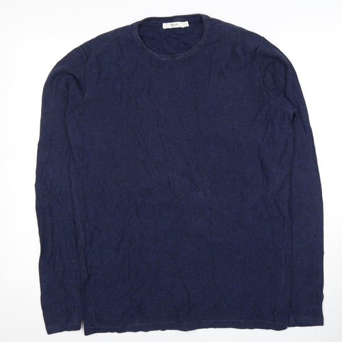 PREMIUM Men's Blue Pullover Jumper L, Casual Knit