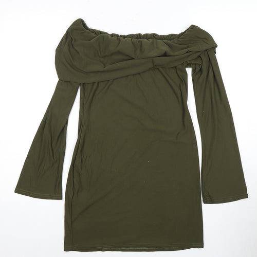 PrettyLittleThing Women's Green Bodycon Dress, Size 12