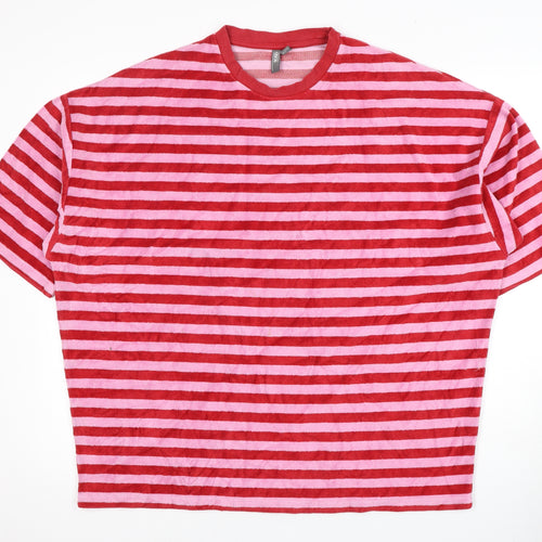 ASOS Women's Red Striped T-Shirt, Medium, Short Sleeve