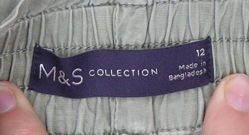 Marks and Spencer Women's Green Polka Dot Trousers Size 12