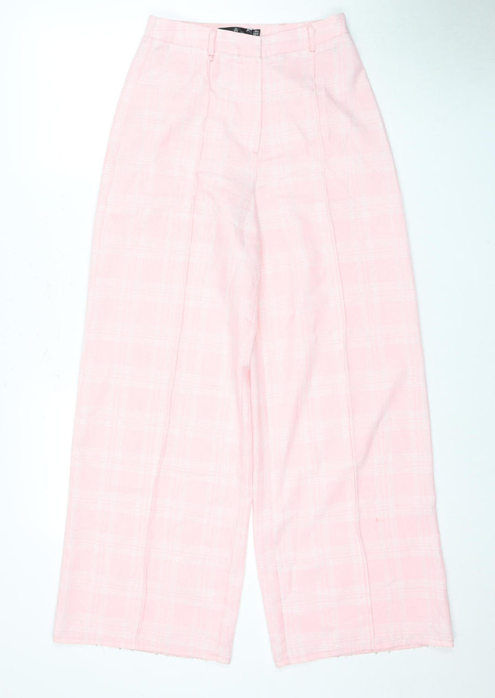 Missguided Women's Petite Pink Checked Trousers