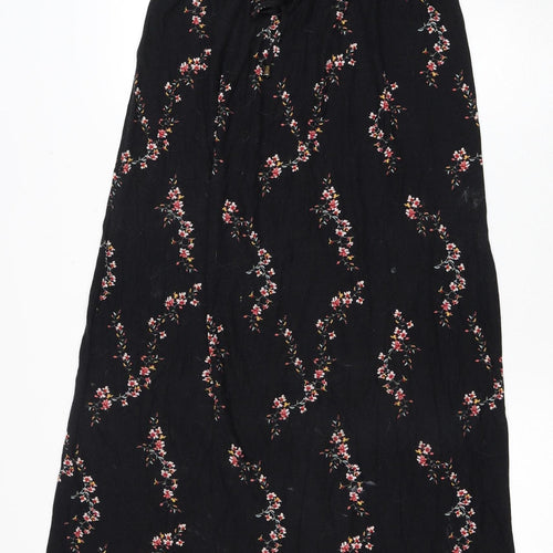 Next Women's Black Floral Midi Dress Size 10