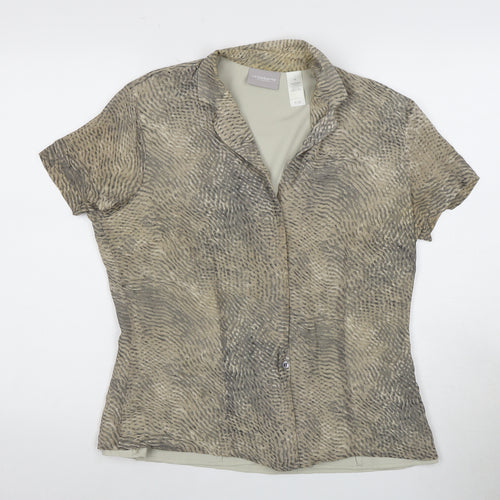 Liz Claiborne Women's Beige Silk Collared Blouse Size 12