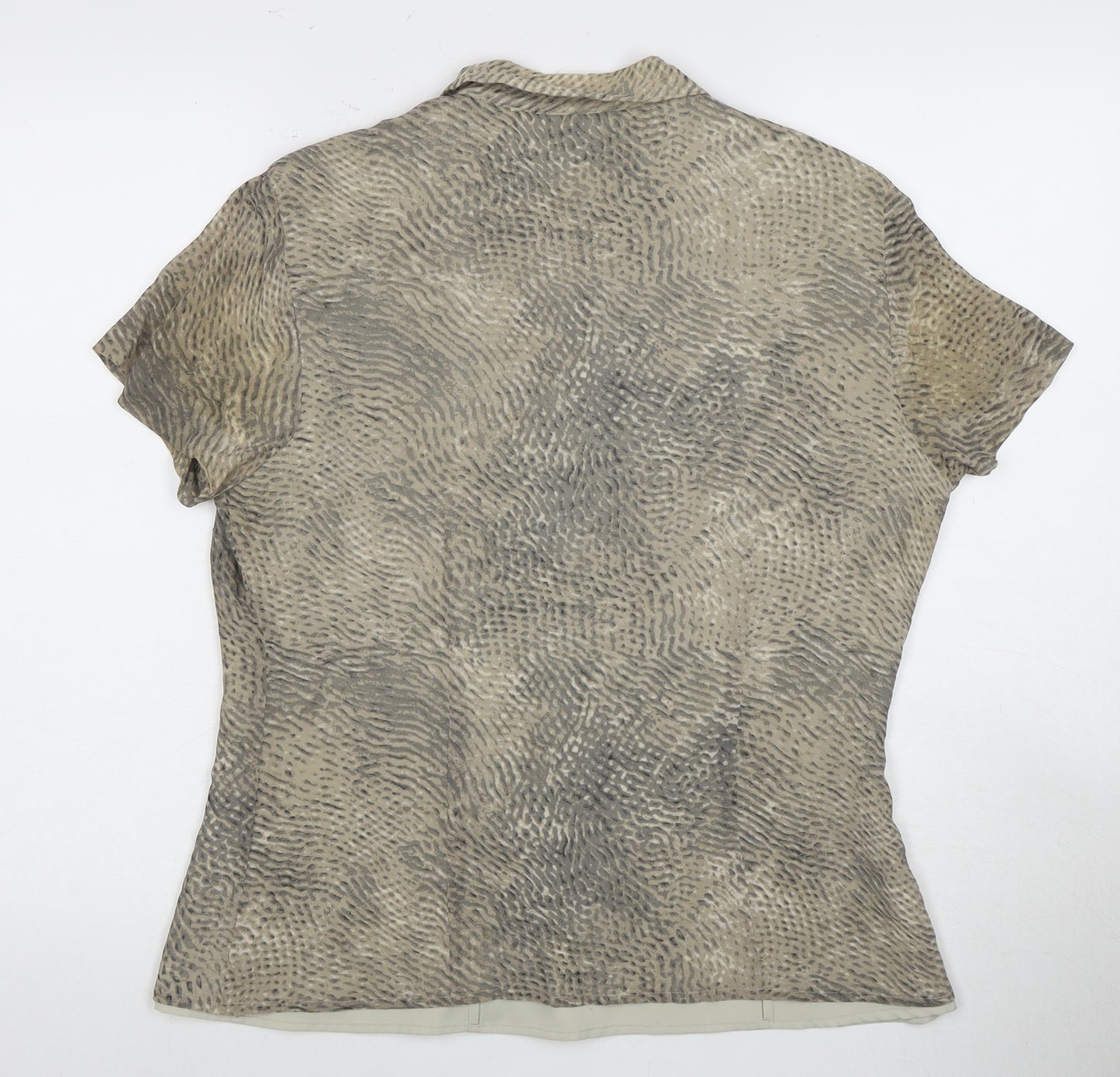 Liz Claiborne Women's Beige Silk Collared Blouse Size 12