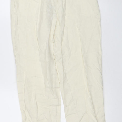 Oltre Women's Ivory Trousers, Elastic Waist