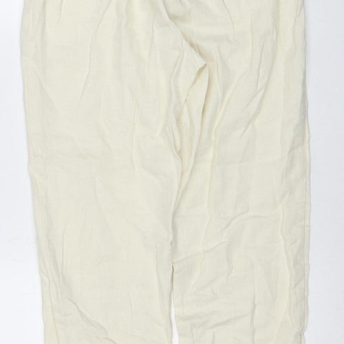 Oltre Women's Ivory Trousers, Elastic Waist