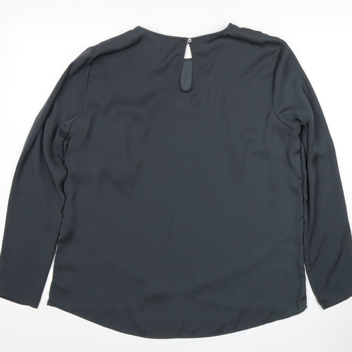 H&M Elegant Women's Black Blouse, Size 14, Long Sleeve