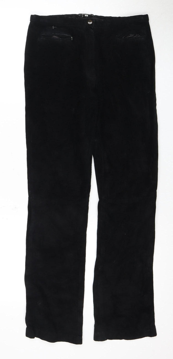 Kookai Women's Black Suede Trousers, Size 10, Classic Style