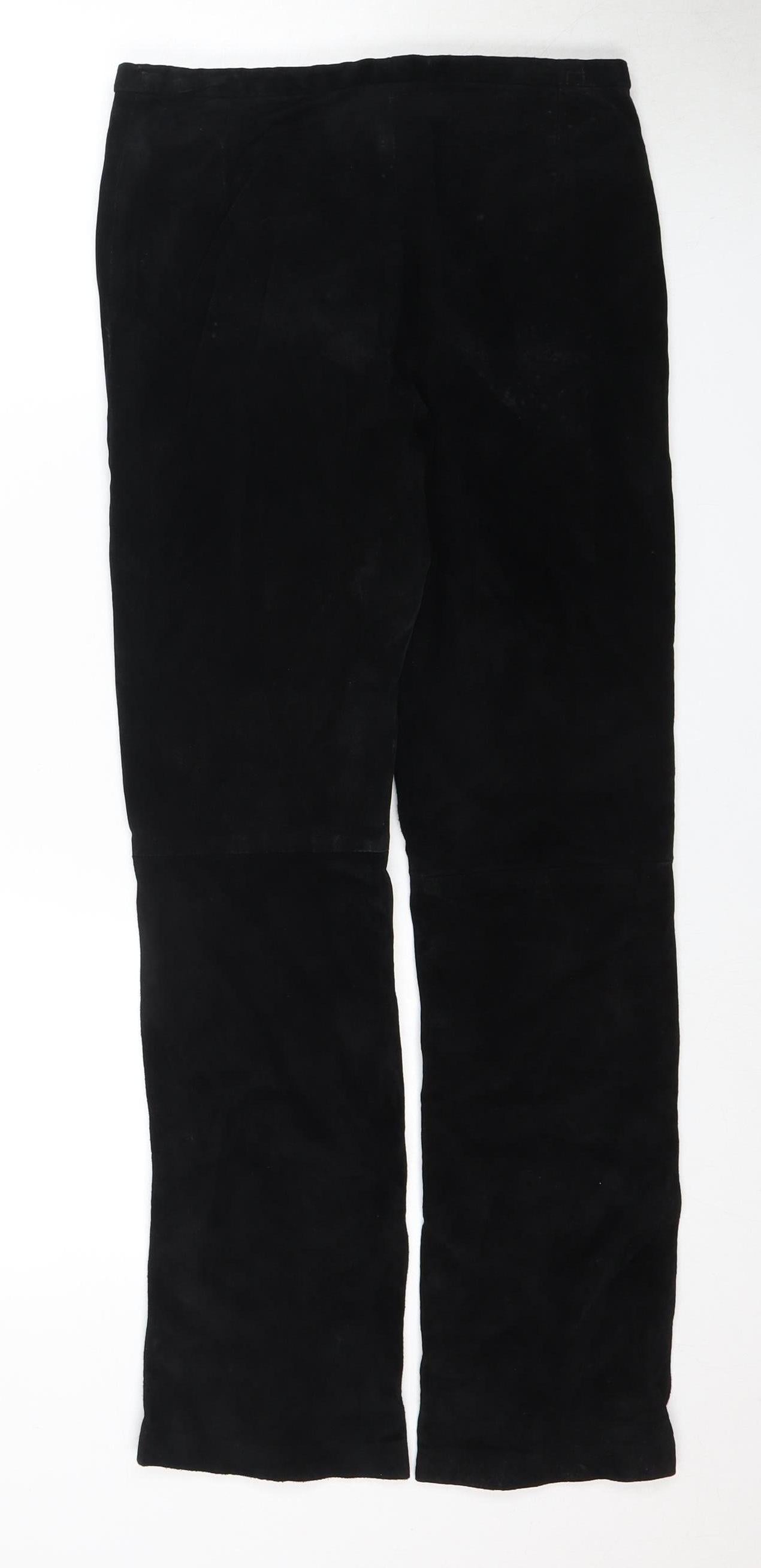 Kookai Women's Black Suede Trousers, Size 10, Classic Style