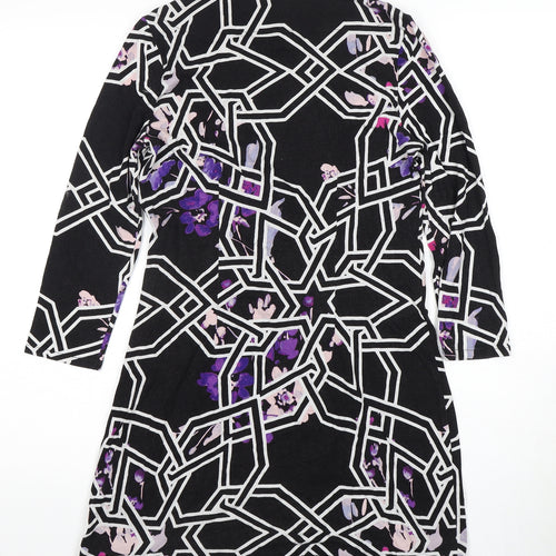 Principles Petite Black Geometric Floral Shift Dress Size 10