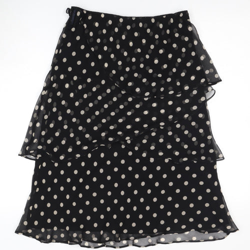 Hobbs Women's Black Silk Polka Dot Flare Skirt