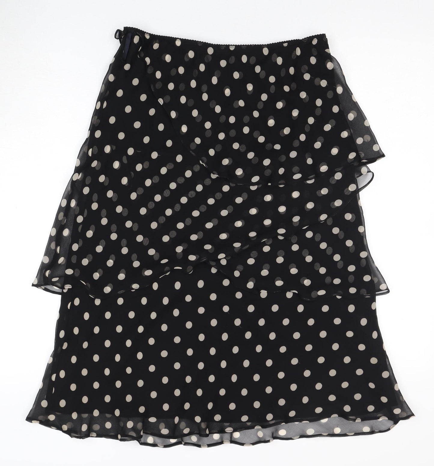 Hobbs Women's Black Silk Polka Dot Flare Skirt