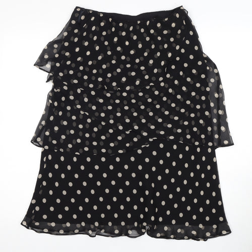 Hobbs Women's Black Silk Polka Dot Flare Skirt