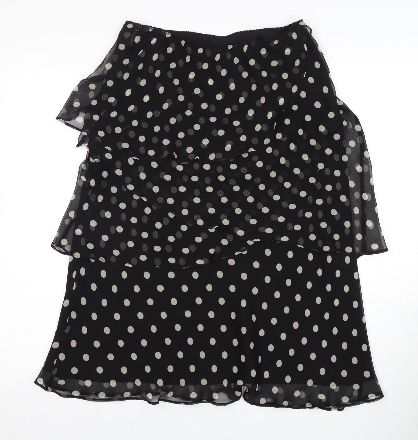 Hobbs Women's Black Silk Polka Dot Flare Skirt