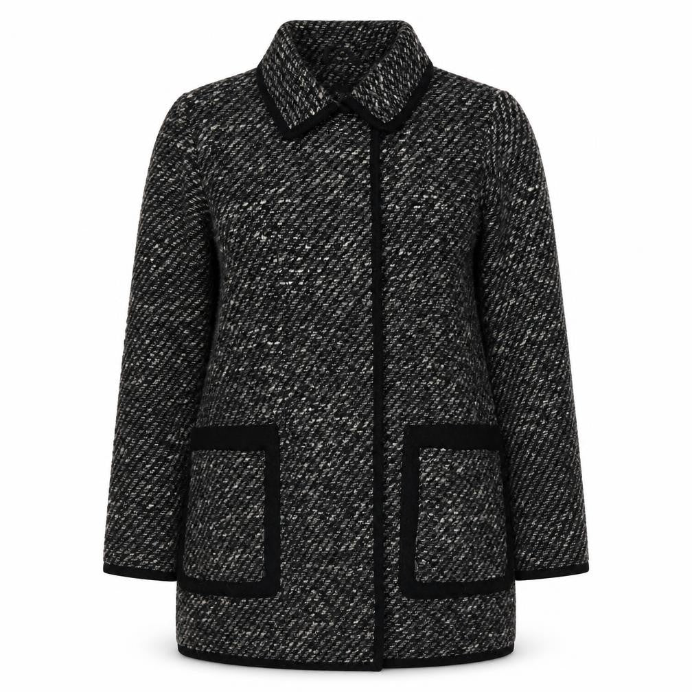 Front view of Asos Women's Black Mid-Length Wool Coat, size 14