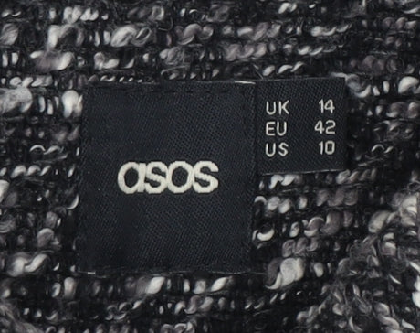 Asos Women's Black Mid-Length Wool Coat Size 14