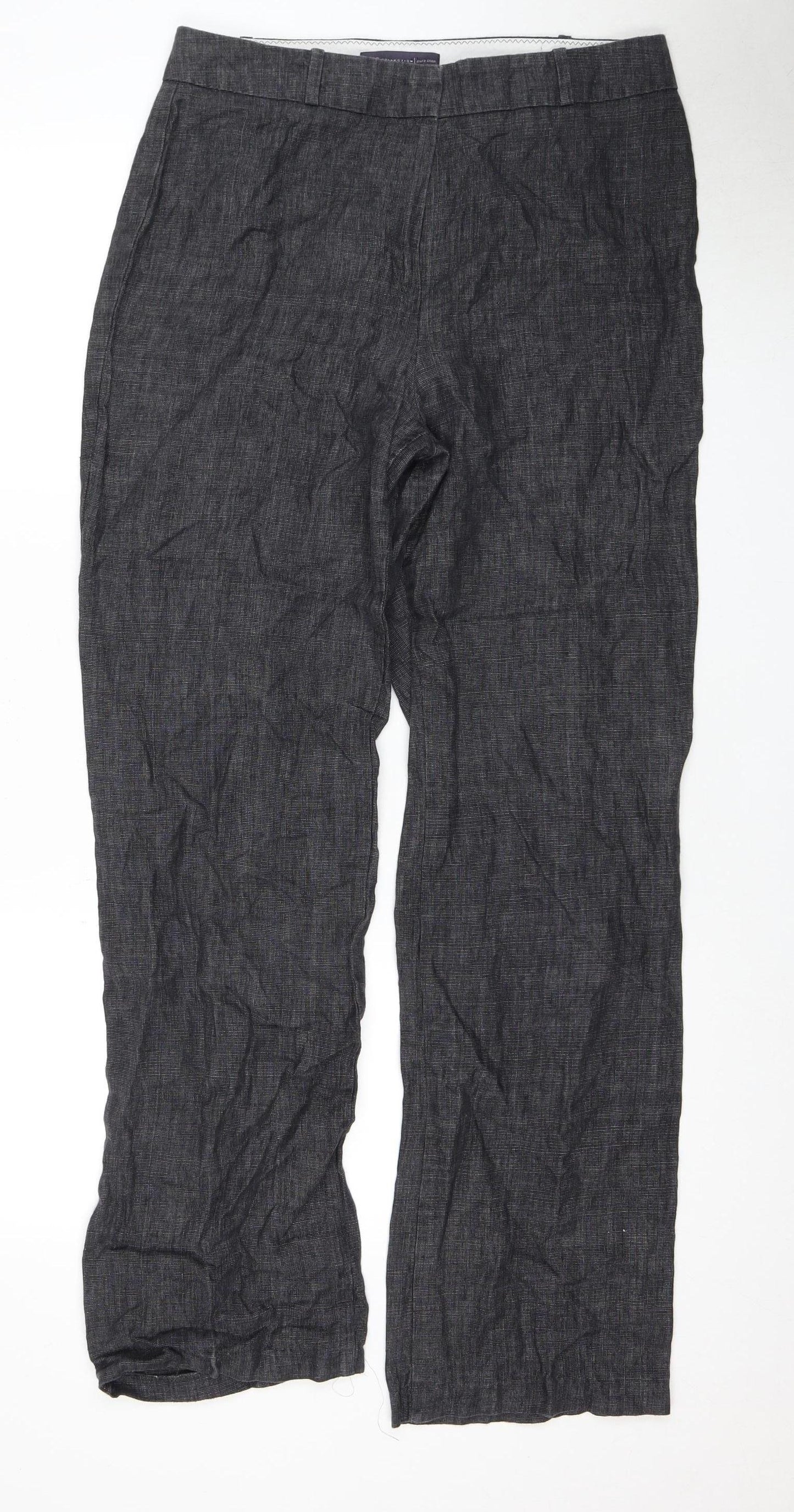 Marks and Spencer Women's Grey Linen Trousers 12