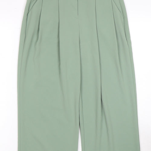Next Women's Green Cropped Pleated Trousers UK 10