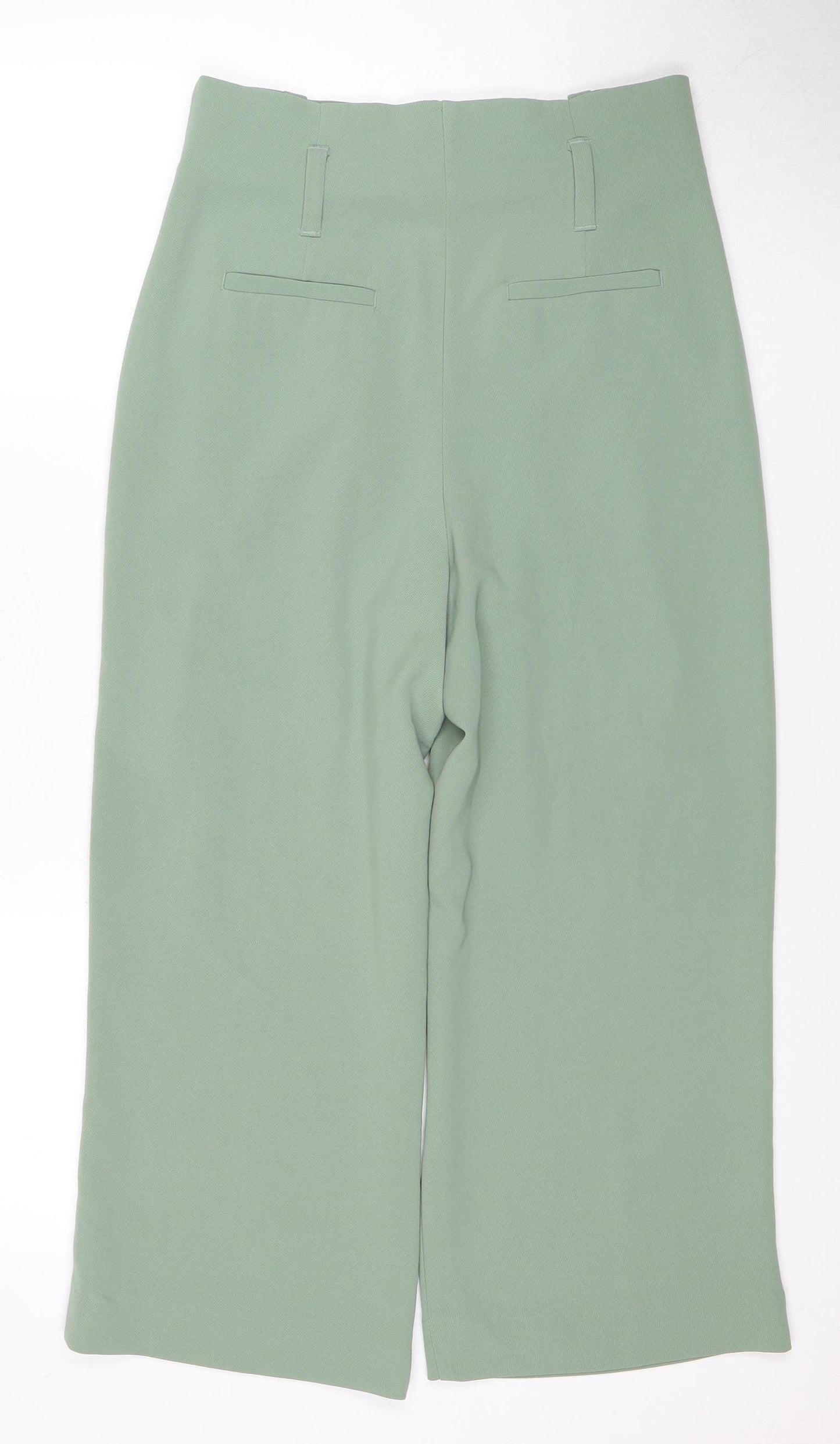 Next Women's Green Cropped Pleated Trousers UK 10