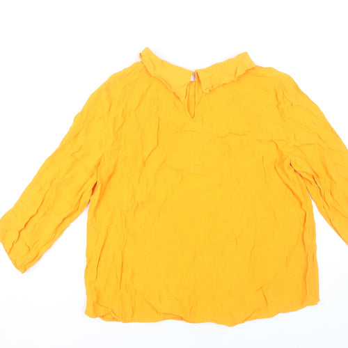 Zara Basic Women's Yellow 3/4 Sleeve Cowl Neck Blouse
