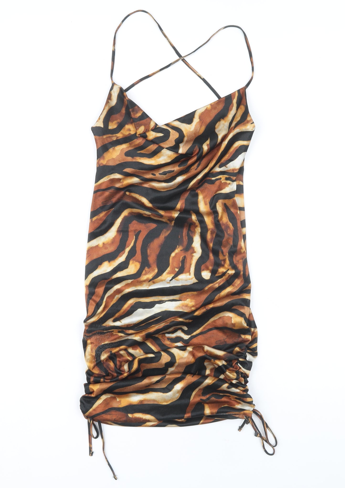 ASOS DESIGN Brown Slip Dress UK 8 - Animal Print